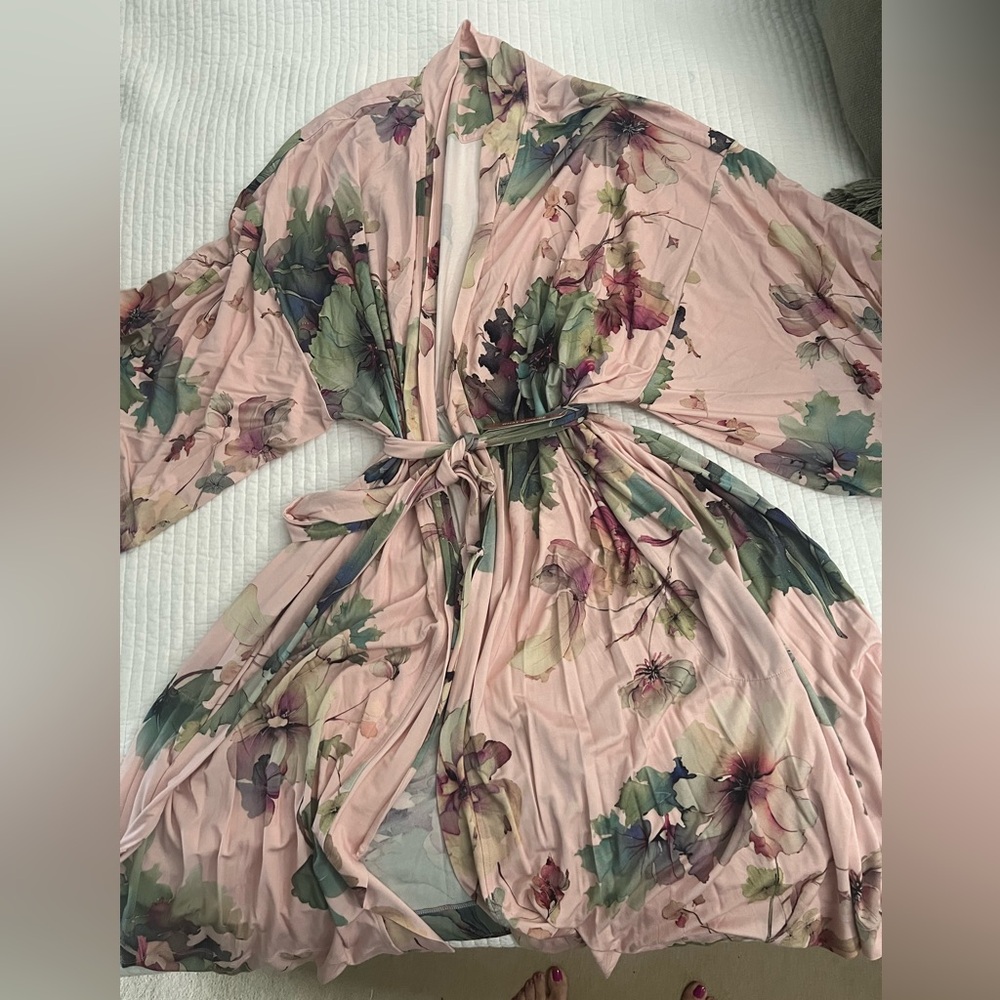 NWT Soma Cool Nights short floral belted robe - Mystical Blooms Rose Size XXL